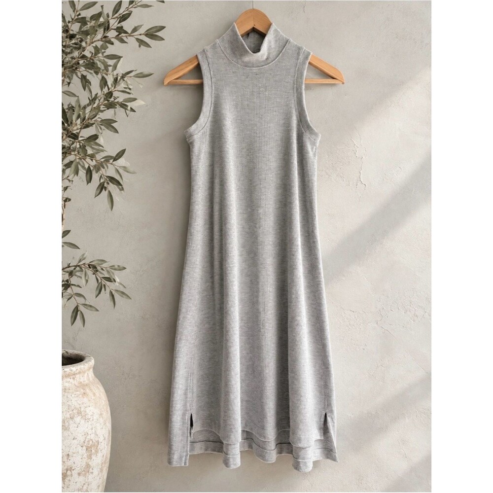 lululemon Gray Ribbed Midi Dress Mock Neck Minimalist Athleisure XS